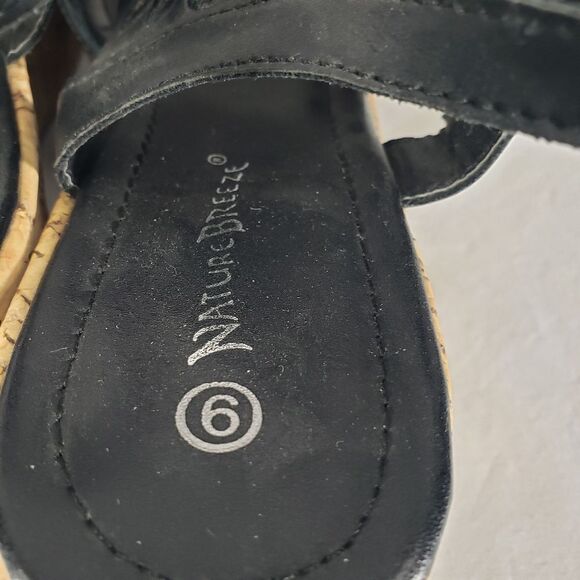 Nature Breeze Women’s Black Wedge Flower Pattern Shoes size 9 NWOT Nature breeze - Picture 6 of 7